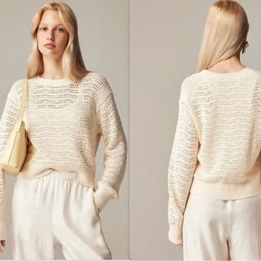 J. Crew Organic Cotton Open-Knit Sweater M